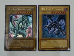 1996 YU-GI-OH Red Eyes Black Dragon & Blue-Eyes White Dragon Lot Of 2 ** KQXKK62 - Image 1