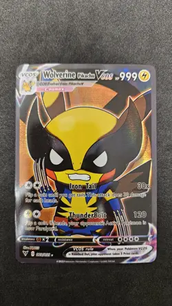 Wolverine Pikachu VCOS Holo Non-TCG Fan Art 003/055 Pokemon Card - Image 1