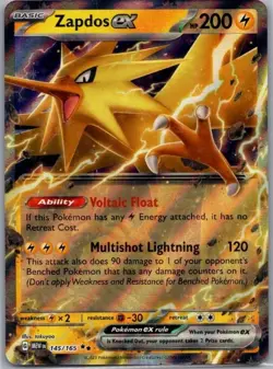 Zapdos Ex 145/165 - Double Rare Scarlet & Violet 151 English Pokemon Card - NM - Image 1
