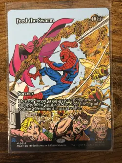 Spider-Man MTG Magic The Gathering Feed the Swarm Borderless Eternal-Legal - Image 1