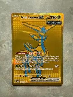 Pokemon TCG Iron Leaves EX Prismatic Evolutions Holo Card 176/131 Gold - Image 1