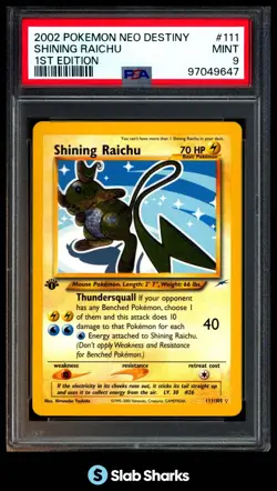 2002 POKEMON NEO DESTINY 1ST EDITION 111/105 SHINING RAICHU PSA 9 - Image 1