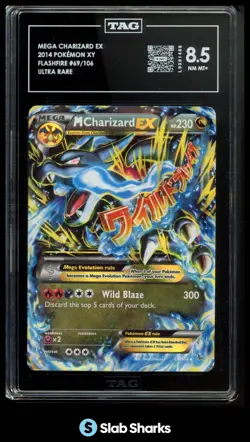 2014 POKEMON XY FLASHFIRE #69/106 MEGA CHARIZARD EX HOLO ULTRA RARE TAG 8.5 - Image 1