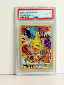 2023 Pokemon SWSH Full Art Pikachu 160/159 Crown Zenith PSA 8 - Image 1