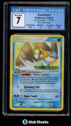2005 POKEMON EX EMERALD #11/106 SWAMPERT REVERSE HOLO CGC 7 - Image 1