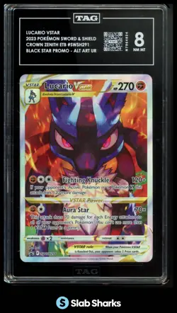 2019 POKEMON SWSH CROWN ZENITH BLACK STAR PROMOS #SWSH291 LUCARIO VSTAR TAG 8 - Image 1
