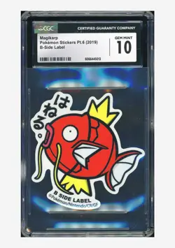 Pokemon CGC 10 GEM MINT Magikarp B Side Label 2019 Pokemon Stickers Pt.6 JPN - Image 1