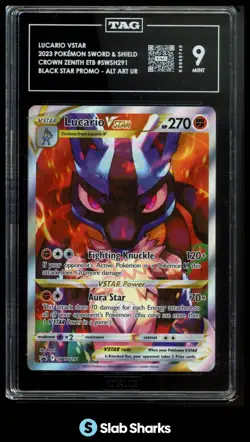 2023 POKEMON SWSH CROWN ZENITH BLACK STAR PROMOS #SWSH291 LUCARIO VSTAR TAG 9 - Image 1
