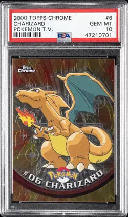 2000 TOPPS CHROME POKEMON T.V. #6 CHARIZARD PSA 10 - Image 1