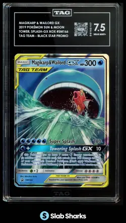 2019 POKEMON SM BLACK STAR PROMOS #SM166 MAGIKARP & WAILORD GX TAG TEAM TAG 7.5 - Image 1
