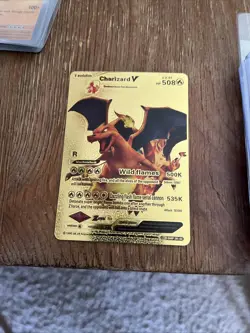 Pokemon Charizard V Evolution 508HP Gold Foil Fan Art Card SMP 26-43 - Image 1