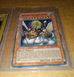 3 HP Yugioh Cards 1st Tri-Horned Dragon LOB-000, Theinen EP1-EN001, Andro Sphinx - Image 4