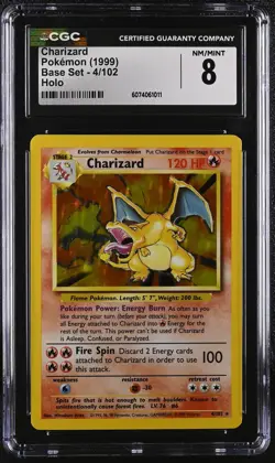 CGC 8 Charizard 1999 Base Set 4/102 Holo Pokemon Card - Image 1