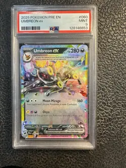 2025 POKEMON PRE EN-PRISMATIC EVOLUTIONS 60 UMBREON EX Graded PSA 9 MINT Art - Image 1