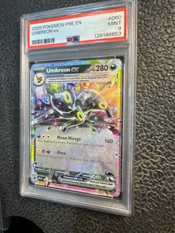 2025 POKEMON PRE EN-PRISMATIC EVOLUTIONS 60 UMBREON EX Graded PSA 9 MINT Art - Image 3