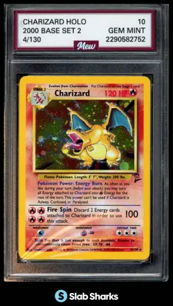 2000 POKEMON BASE SET 2 #4/130 CHARIZARD HOLO MEW 10 - Image 1