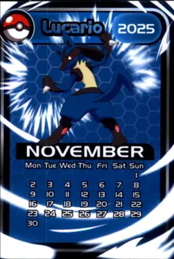 Pokemon 2025 Calendar Cards Lucario November - Image 1