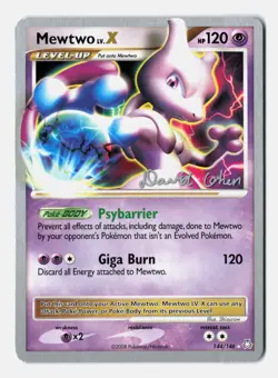 Mewtwo LV. X 144/146 Rare Pokemon Legends Awakened 2009 World Champ. Cohen Card - Image 1