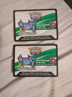 2 Pokemon TCG Online Unused Code Cards Back Marked XY8 Elite Trainer Mewtwo X - Image 1
