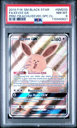 PSA 8 - Eevee GX SM233 Pikachu Eevee Special Collection Promo - Pokemon - Image 1