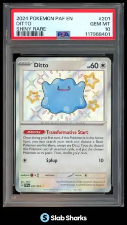 2024 POKEMON SV PALDEAN FATES PAF EN #201/091 DITTO SHINY RARE PSA 10 - Image 1
