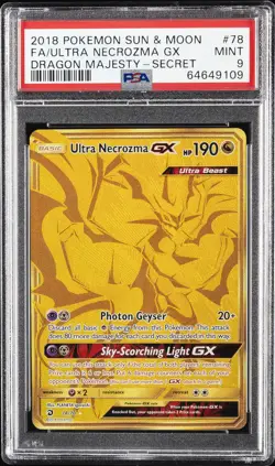 2018 POKEMON SUN & MOON DRAGON MAJESTY SECRET FULL ART/ULTRA NECROZMA GX PSA 9 - Image 1