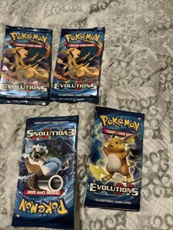 Pokemon TCG 2016 XY Evolutions Booster Pack Lot 4 Artworks Factory Sealed - Image 1