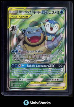 2019 POKEMON S&M COSMIC ECLIPSE #215/236 BLASTOISE & PIPLUP GX UR TAG TEAM - Image 1