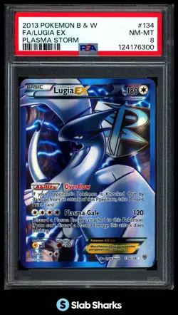 2013 POKEMON BLACK & WHITE PLASMA STORM #134/135 LUGIA EX FULL ART PSA 8 - Image 1