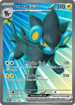 Luxray EX 195/167 Ultra Rare Full Art Holo Twilight Masquerade Pokemon TCG NM - Image 1