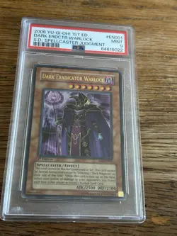 Yugioh PSA 9 MINT Dark Eradicator Warlock SD6-EN001 Ultra Rare 1st Ed - Image 1