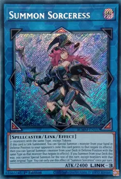 BLMM-EN157 SUMMON SORCERESS SECRET RARE 1ST EDITION YuGiOh CARD - Image 1