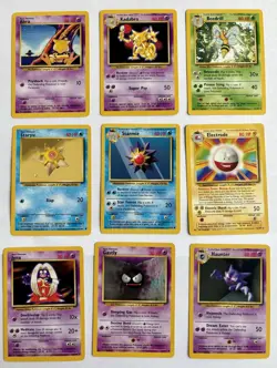 Abra Kadabra Beedrill Electrode Staryu Starmie Jynx Base Set Pokemon Card LP Lot - Image 1