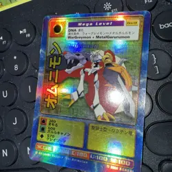 Omnimon OM-01 HOLO FOIL DIGIMON CARD TCG CCG 2000 Bandai WarGreymon + MetalGarur - Image 1