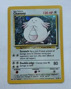 Pokemon TCG Chansey Base Set Holo Rare Card 3/130 Unlimited LP - Image 1