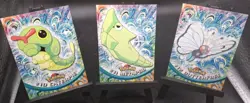 Pokemon Card - Caterpie, Metapod, Butterfree - Topps - Black Logo - Set Of 3 LP - Image 1