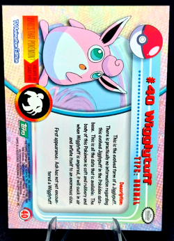 Pokemon Card 1999 Topps TV Animation Wigglytuff #40 Green Logo Topps Series 1 - Image 2
