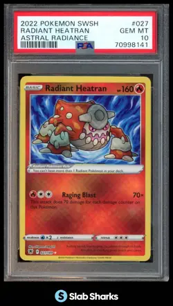 2022 POKEMON SWORD & SHIELD ASTRAL RADIANCE #027/189 RADIANT HEATRAN PSA 10 - Image 1
