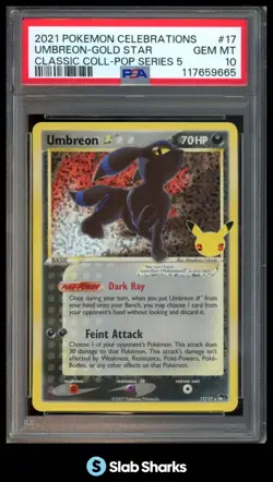 2021 POKEMON CELEBRATIONS #17/17 UMBREON GOLD STAR CLASSIC COLLECTION PSA 10 - Image 1
