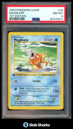 1999 POKEMON BASE SET 1ST EDITION #35/102 MAGIKARP PSA 8 - Image 1