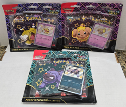 LOT OF 3 Pokemon TCG Paldean Fates Tech Sticker Collection Blister Pack Set NEW! - Image 1