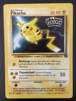 Pikachu #4 1999 WB Black Star Promo Pokemon the First Movie Pokemon TCG MP - Image 1