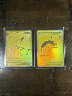 Pikachu v Gold and Pokeball SWSH145/SWSH146 Pokemon TCG Celebrations - Image 1