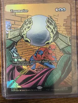 Spider-Man MTG Magic The Gathering Traumatize Eternal-Legal Borderless Foil - Image 1