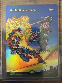Spider-Man MTG Magic The Gather Goblin Bombardment Eternal-Legal Borderless Foil - Image 1