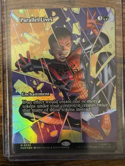 Spider-Man MTG Magic The Gathering Parallel Lives Eternal-Legal Borderless Foil - Image 1