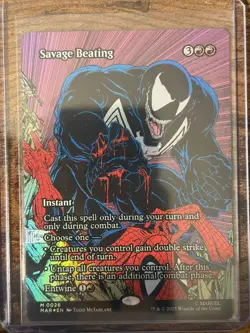 Spider-Man MTG Magic The Gathering Savage Beating Eternal-Legal Borderless Foil - Image 1