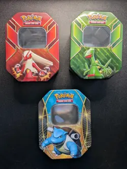 Pokemon XY EMPTY Tin Lot X3! NO CARDS! Blastoise, Blaziken, AND Sceptile! - Image 1