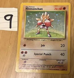 Pokemon TCG - Hitmonchan 7/102 - Rare Holo, Base Set Holo Unlimited - Heavy Play - Image 1