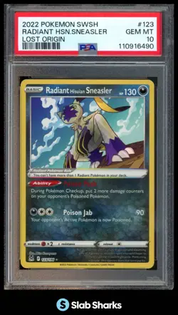 2022 POKEMON SWORD & SHIELD LOST ORIGIN #123/196 RADIANT HISUIAN SNEASLER PSA 10 - Image 1